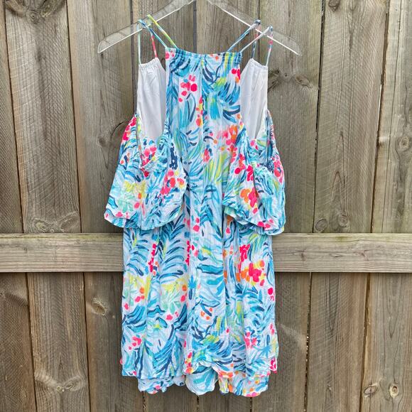 Lilly Pulitzer Women Bellamie Open Cold Shoulder Serene Blue Swing Dress Small - Picture 2 of 11